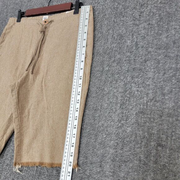 Gap Shorts Mens Small Khaki Linen Blend Flat Front Drawstring Bermuda Jogger - Picture 6 of 11